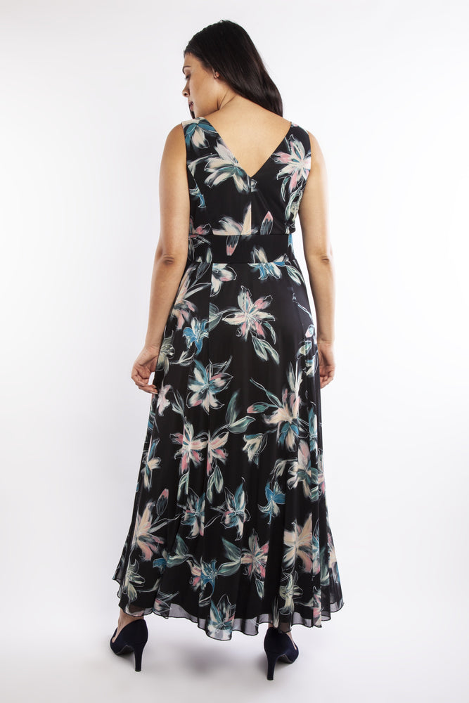 auctionjacksonville Dresses Florence Black Chiffon Print Maxi Dress