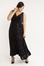 Greta Garbo Black Velvet Devore Maxi Dress