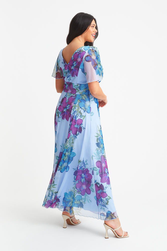 Isabelle Sky Blue Float Sleeve Maxi Dress