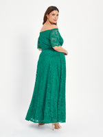 Samantha Green Lace On or Off The Shoulder Sweetheart Maxi Dress