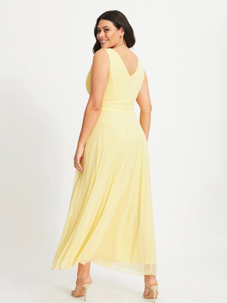 Nancy Marilyn Yellow Chiffon Maxi Dress