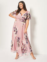 Isabelle Pink Blush Print Float Sleeve Maxi Dress