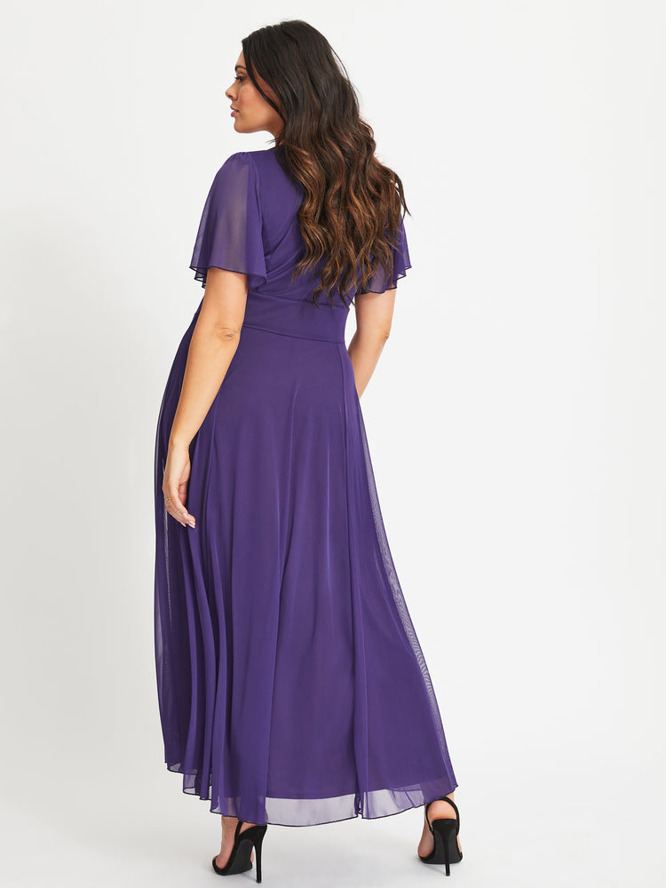 Kemi Purple Bolero Wrap Bodice Maxi Gown