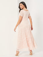 Samantha Pink Lace On or Off The Shoulder Sweetheart Maxi Dress