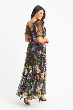 Isabelle Black Terracotta Float Sleeve Maxi Dress