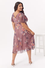 Victoria Rose Angel Sleeve Mesh Midi Dress