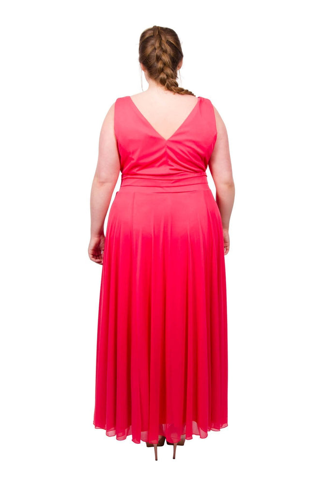 Nancy Marilyn Coral Chiffon Maxi Dress
