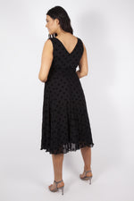 auctionjacksonville Dresses BLACK / 10 Ava Black Velvet Marilyn Spot Midi Dress