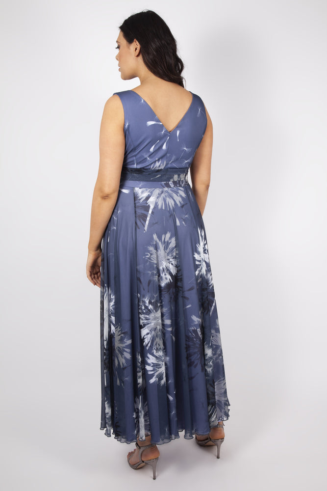 auctionjacksonville Dresses DOVE GREY / 10 Amelia Dove Grey Chiffon Print Maxi Dress