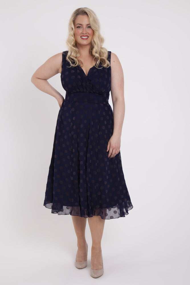 auctionjacksonville Dresses Emma Vintage Midnight Spot Midi Dress