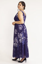 auctionjacksonville Dresses Martha Purple Mesh Print Maxi Dress