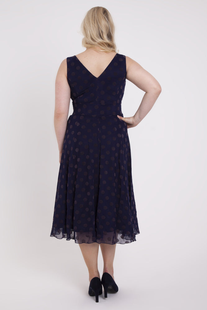 auctionjacksonville Dresses MIDNIGHT / 10 Emma Midnight Velvet Spot Midi Dress