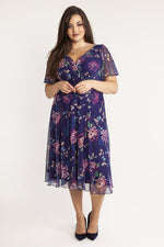 auctionjacksonville Dresses Victoria Vintage Oriental Print Purple Angel Sleeve Mesh Midi Dress
