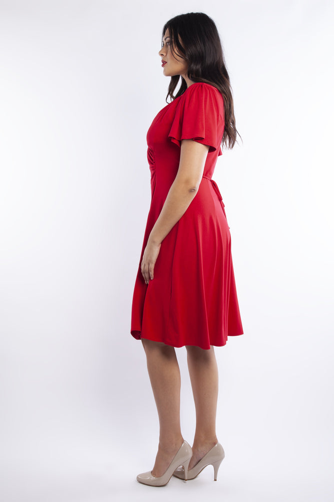 auctionjacksonville Lana Red Wrap Fit & Flare Dress