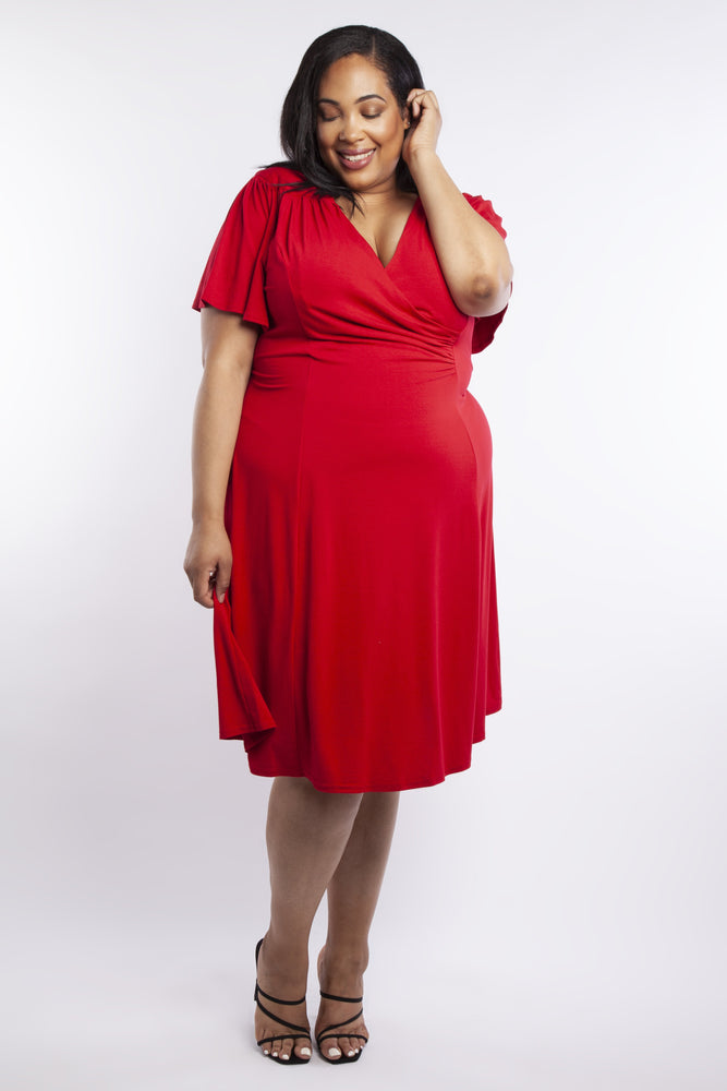 auctionjacksonville Lana Red Wrap Fit & Flare Dress